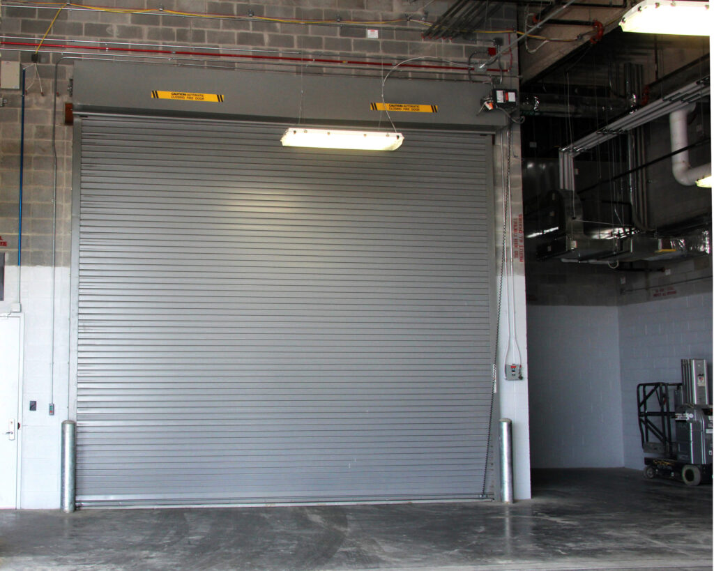 A fire-rated garage door.